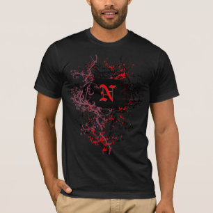 Camiseta Padrão de Vintage com Monograma - Letra N