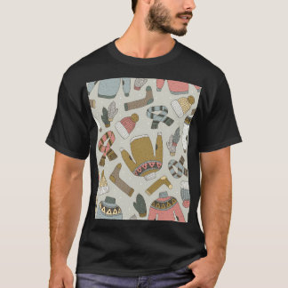 Camiseta Padrão de Vintagem Desenhada à Mão Invisível
