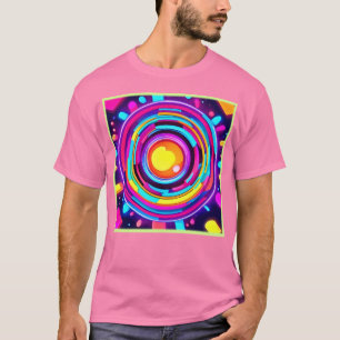 Camiseta Padrão de Vórtex Neon Circle