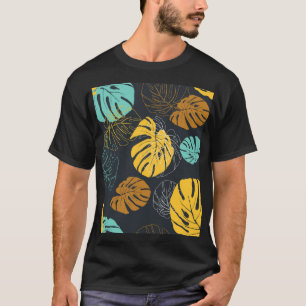 Camiseta Padrão de wallpaper de folha tropical