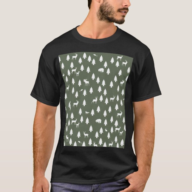 Camiseta Padrão de Woodland Verde (Frente)