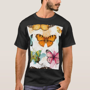 Camiseta Padrão Delicado Sem Costura da Borboleta de Aquare