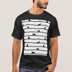 Camiseta Padrão Desenhado de Abstrato de Faixa Silhueta de