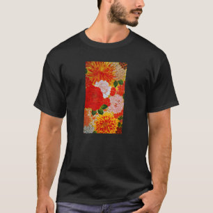 Camiseta Padrão Desenho de Flor de Quimono Japonês