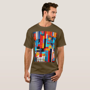 Camiseta Padrão digital geométrico de abstrato moderno 47