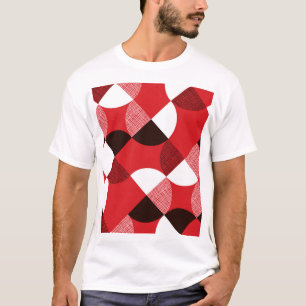 Camiseta Padrão Dinâmico Diagonal Texturizado Vermelho