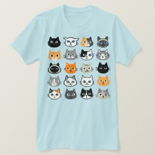Camiseta Padrão do Cat Faces   Fanfarrão de Gato de Gato Le