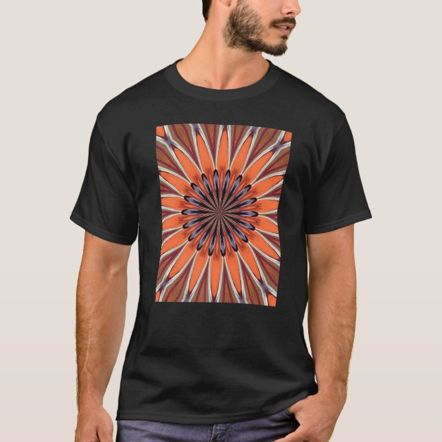 Camiseta Padrão do Círculo Floral Laranja Laranja médio (Frente)