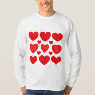 Camiseta Padrão do Coração Vermelho - Dia do Namorados Româ