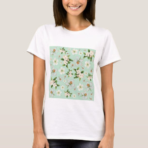 Camiseta Padrão do Flor de Primavera de Vintage