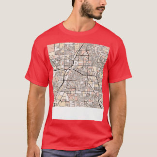 Camiseta Padrão do Mapa de Las Vegas em Pastéis Rosa Suaves