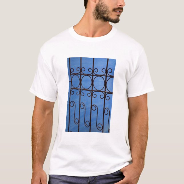 Camiseta Padrão do portão de ferro em azul, Cuba (Frente)