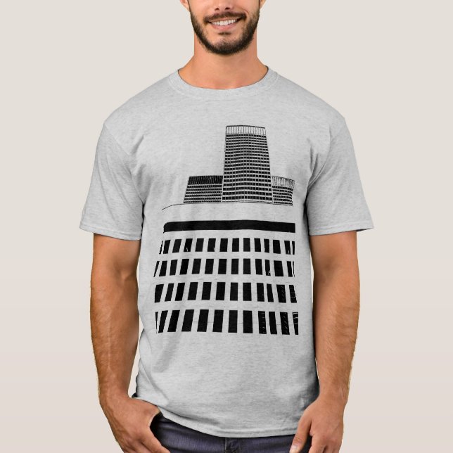 Camiseta Padrão do Windows em bloco de torre em preto e bra (Frente)
