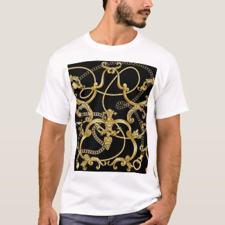 Camiseta Padrão Dourado Barroco Sem Costura