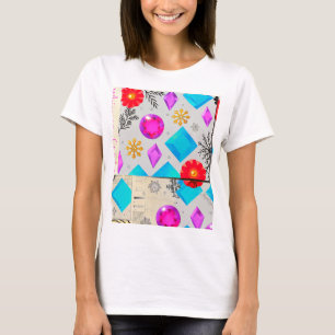 Camiseta Padrão Dreamy Gem – Série Luz Rosa Azul