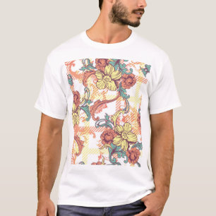 Camiseta Padrão Eclético de Xadrez Barroca Tecido