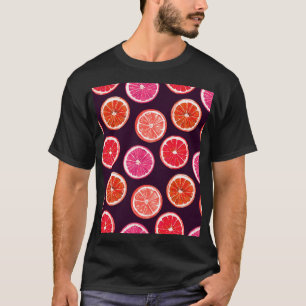 Camiseta Padrão Escuro De Citros Pintados À Mão