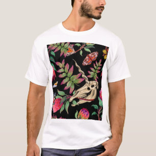 Camiseta Padrão Escuro do Unicórnio da Floresta Mágica.