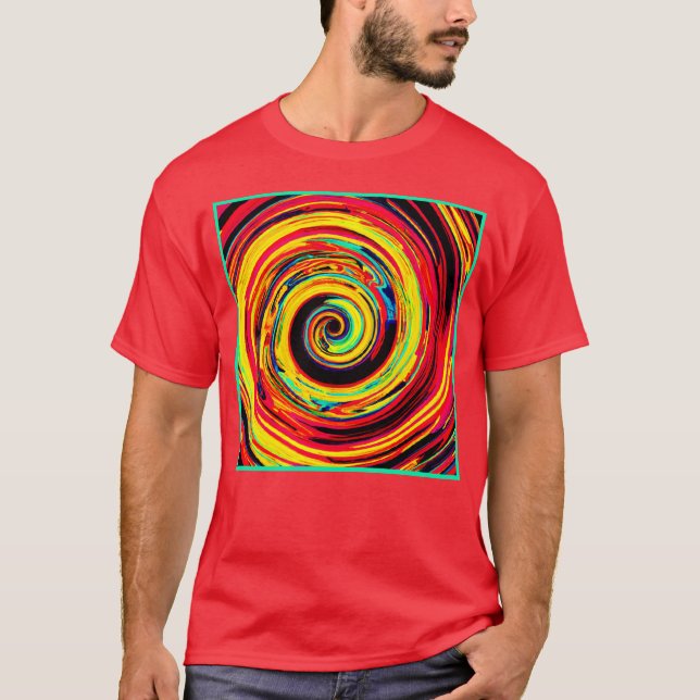 Camiseta Padrão Espiral Colorido Brilhante (Frente)