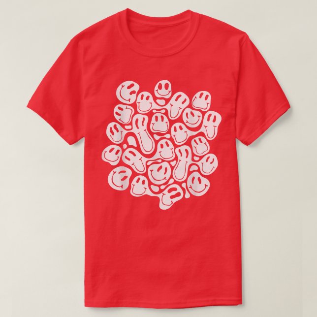 Camiseta padrão estético com raiva derretendo espiral branc (Frente do Design)