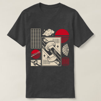 Camiseta Padrão Estético Retro de Katana de Samurai Japonês