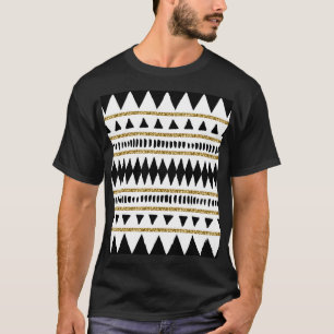 Camiseta Padrão Étnico Dourado negro