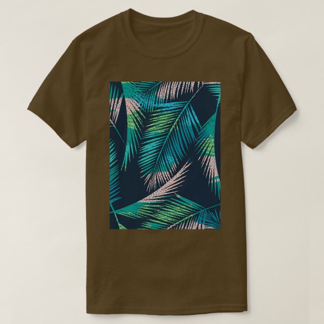 Camiseta Padrão exótico constante com plantas tropicais T (Frente do Design)