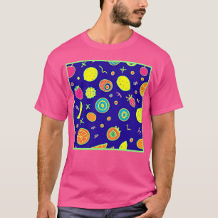 Camiseta Padrão Expressivo de Artista de Neon-Fruta