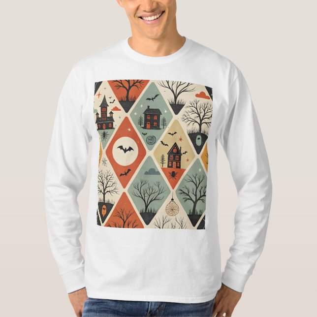 Camiseta Padrão fantasma escuro (Frente)