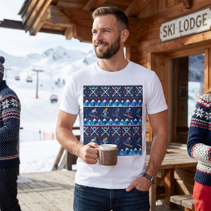 Camiseta Padrão Feio de Esqui de Natal
