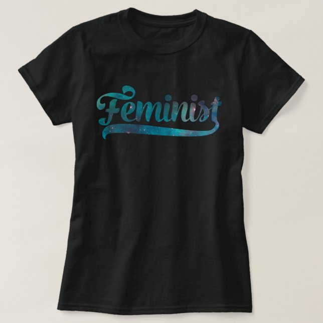 Camiseta Padrão Feminista da Galáxia Espacial (Frente do Design)