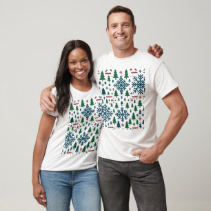 Camiseta Padrão Festivo do Floco de Neve de inverno
