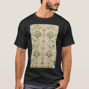 Camiseta Padrão Floral Amarelo Vintage Pastel