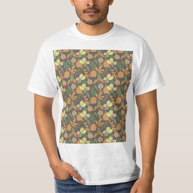 Camiseta Padrão Floral bonito (Frente)