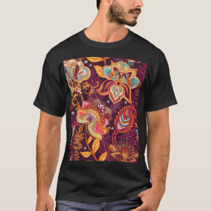 Camiseta Padrão Floral Colorido do Estilo Paisley