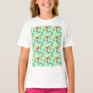 Camiseta Padrão floral com flores rosa coloridas T-Shirt