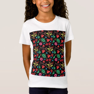 Camiseta Padrão Floral Com Fundo De Cor Suave - 45673