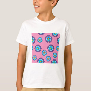Camiseta Padrão Floral Cor-de-Rosa Azul