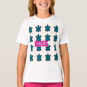 Camiseta Padrão Floral de Tartaruga Tropical Personalizado