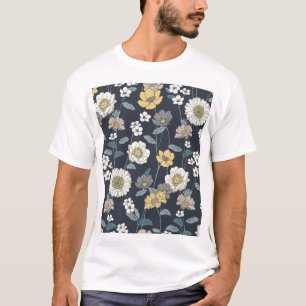 Camiseta Padrão floral e artístico sem costura desenhado à 