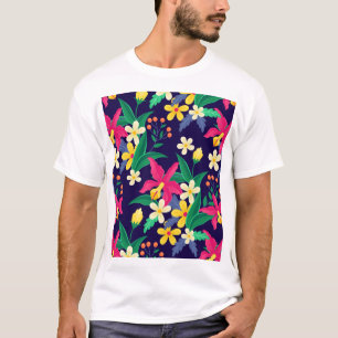 Camiseta Padrão Floral Exótico Colorido-23021