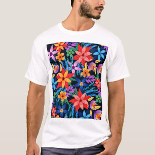 Camiseta Padrão Floral Exótico Colorido-68578