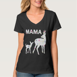 Camiseta Padrão Floral Mama Fawn Doe Enfiou Mães Scoop