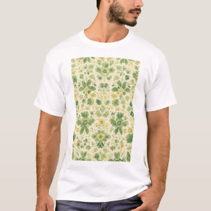 Camiseta Padrão Floral Verde-eterno e Amarelo