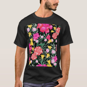 Camiseta Padrão Floral Wallpaper Flores Grandes Flores