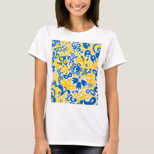 Camiseta Padrão Folclore com cores de bandeira ucraniana