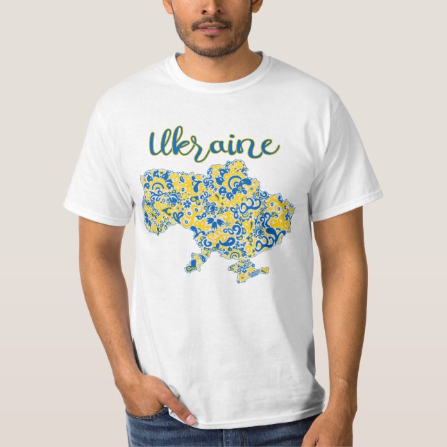 Camiseta Padrão folclórico e digitação ucraniana T-Shirt (Frente)