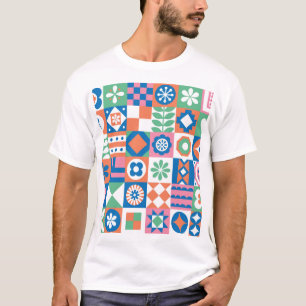 Camiseta Padrão Folclórico Escandinavo abstrato