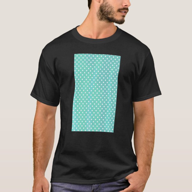Camiseta Padrão Geométrico Aqua e W do Polkadot, de 1980 (Frente)