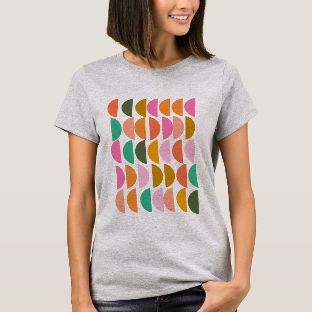 Camiseta Padrão Geométrico Bonito em Cores de Férias Modern (Frente)